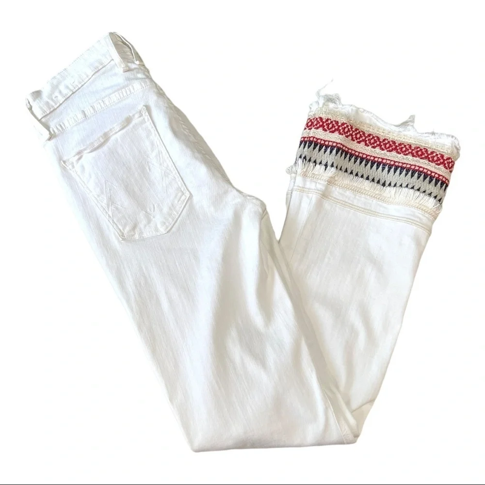 McGuire Ambrosio Majorette White Bohemian Kick Flare High Rise Crop Jeans - Picture 9 of 12